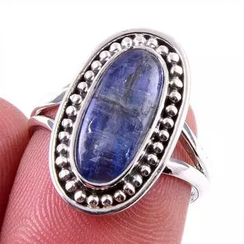 Natural Kyanite Gemstone Handmade 925 Solid Sterling Silver Gift Ring S.6 T8q78