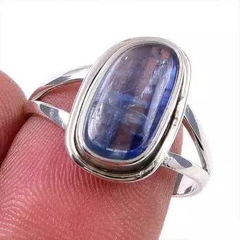 Natural Kyanite Gemstone Handmade 925 Solid Sterling Silver Gift Ring S.8 p3Q02