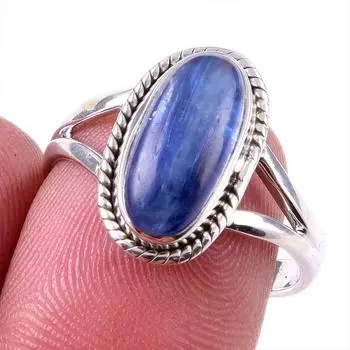 Natural Kyanite Gemstone Handmade 925 Solid Sterling Silver Gift Ring S.8 g8H70