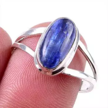 Natural Kyanite Gemstone Handmade 925 Solid Sterling Silver Gift Ring S.9 y5T35