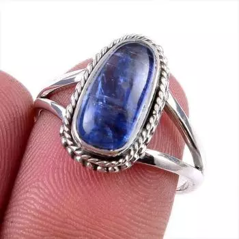 Natural Kyanite Gemstone Handmade 925 Solid Sterling Silver Gift Ring S.8 J8U60