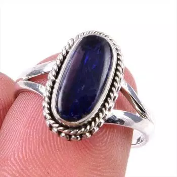 Natural Kyanite Gemstone Handmade 925 Solid Sterling Silver Gift Ring S.7 b4B52