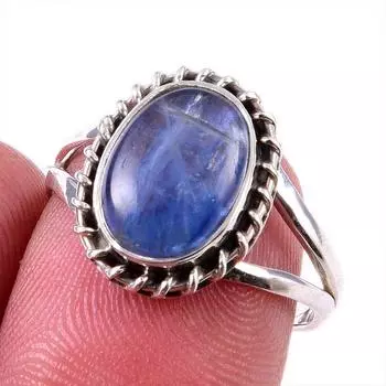 Natural Kyanite Gemstone Handmade 925 Solid Sterling Silver Gift Ring S.8 m4I26