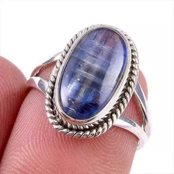 Natural Kyanite Gemstone Handmade 925 Solid Sterling Silver Gift Ring S.6 f0c02