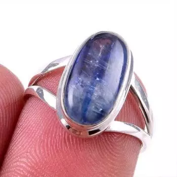 Natural Kyanite Gemstone Handmade 925 Solid Sterling Silver Gift Ring S.6 a7R57