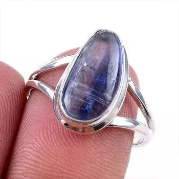 Natural Kyanite Gemstone Handmade 925 Solid Sterling Silver Gift Ring S.8 w5M51