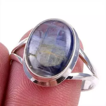 Natural Kyanite Gemstone Handmade 925 Solid Sterling Silver Gift Ring S.9 P9P52