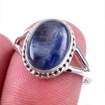 Natural Kyanite Gemstone Handmade 925 Solid Sterling Silver Gift Ring S.8 Q0U50