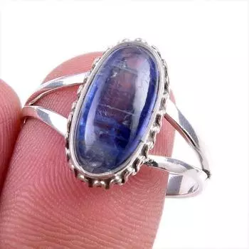 Natural Kyanite Gemstone Handmade 925 Solid Sterling Silver Gift Ring S.10 n5m98