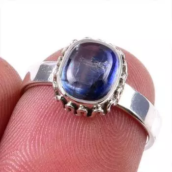 Natural Kyanite Gemstone Handmade 925 Solid Sterling Silver Gift Ring S.6 p7R83