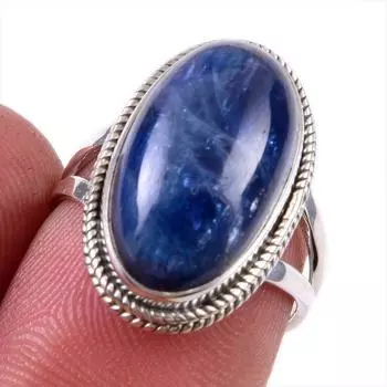 Natural Kyanite Gemstone Handmade 925 Solid Sterling Silver Gift Ring S.6 N1c46