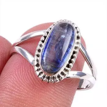 Natural Kyanite Gemstone Handmade 925 Solid Sterling Silver Gift Ring S.9 T5y75