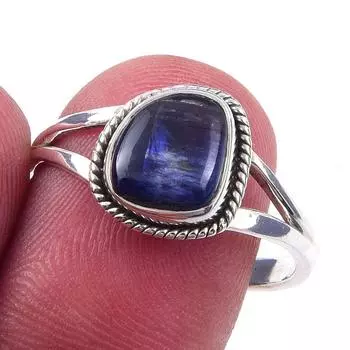 Natural Kyanite Gemstone Handmade 925 Solid Sterling Silver Ring Size 9 B7q84