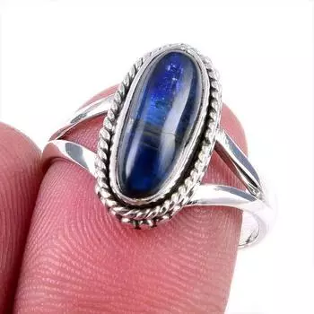 Natural Kyanite Gemstone Handmade 925 Solid Sterling Silver Gift Ring S.8 H1q94