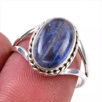 Natural Kyanite Gemstone Handmade 925 Solid Sterling Silver Gift Ring S.7 Q8Y00