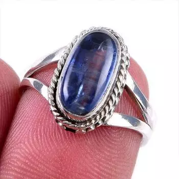 Natural Kyanite Gemstone Handmade 925 Solid Sterling Silver Gift Ring S.6 P5U44