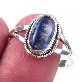 Natural Kyanite Gemstone Handmade 925 Solid Sterling Silver Ring Size 10 B1h73