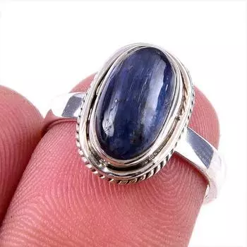 Natural Kyanite Gemstone Handmade 925 Solid Sterling Silver Gift Ring S.6 d8b43