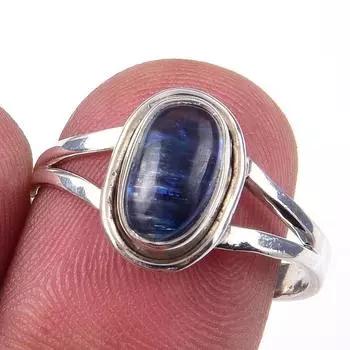 Natural Kyanite Gemstone Handmade 925 Solid Sterling Silver Ring Size 7.5 E0T15