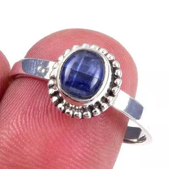 Natural Kyanite Gemstone Handmade 925 Solid Sterling Silver Ring Size 9 y4Z71
