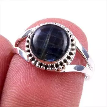 Natural Kyanite Gemstone Handmade 925 Solid Sterling Silver Gift Ring S.7 H1J72