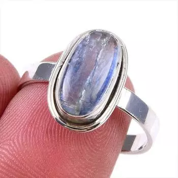 Natural Kyanite Gemstone Handmade 925 Solid Sterling Silver Gift Ring S.9 q6N06