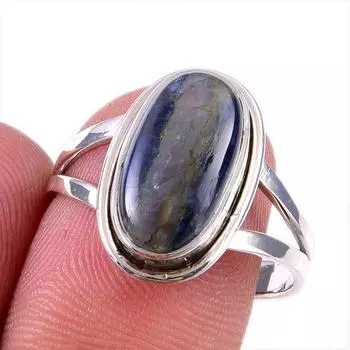 Natural Kyanite Gemstone Handmade 925 Solid Sterling Silver Gift Ring S.9 V0D00