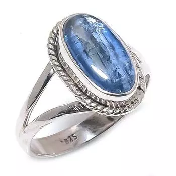 Natural Kyanite Gemstone Handmade 925 Solid Sterling Silver Gift Ring S.8 q2W75