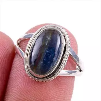Natural Kyanite Gemstone Handmade 925 Solid Sterling Silver Gift Ring S.7 J4Z49