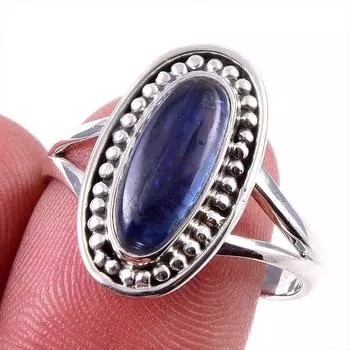Natural Kyanite Gemstone Handmade 925 Solid Sterling Silver Gift Ring S.9 d2s12