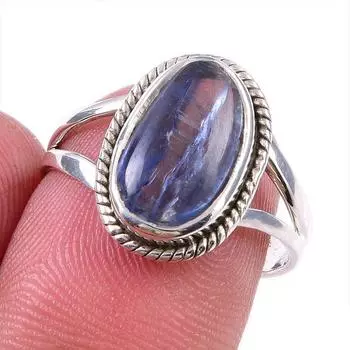 Natural Kyanite Gemstone Handmade 925 Solid Sterling Silver Gift Ring S.7 w1N03
