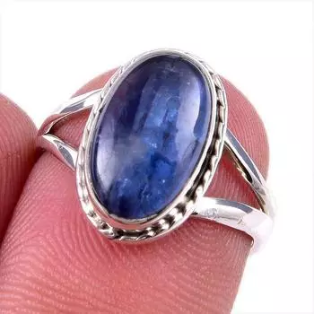 Natural Kyanite Gemstone Handmade 925 Solid Sterling Silver Gift Ring S.6 r8s10