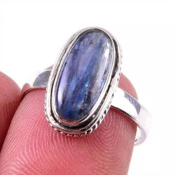 Natural Kyanite Gemstone Handmade 925 Solid Sterling Silver Gift Ring S.6 E9w45