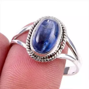 Natural Kyanite Gemstone Handmade 925 Solid Sterling Silver Gift Ring S.10 T6B85