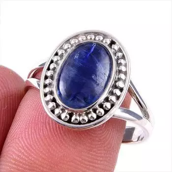 Natural Kyanite Gemstone Handmade 925 Solid Sterling Silver Gift Ring S.9 E3m63