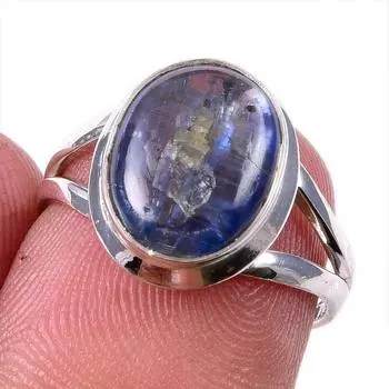 Natural Kyanite Gemstone Handmade 925 Solid Sterling Silver Gift Ring S.6 h4I74