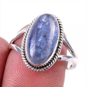 Natural Kyanite Gemstone Handmade 925 Solid Sterling Silver Gift Ring S.8 M2f51