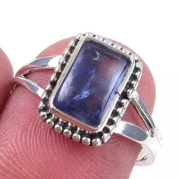 Natural Kyanite Gemstone Handmade 925 Solid Sterling Silver Ring Size 7 n0Z65