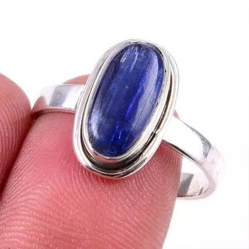 Natural Kyanite Gemstone Handmade 925 Solid Sterling Silver Gift Ring S.8 h5C86