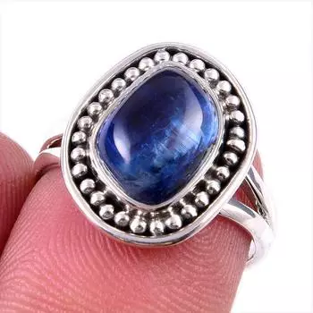 Natural Kyanite Gemstone Handmade 925 Solid Sterling Silver Gift Ring S.6 v9L79