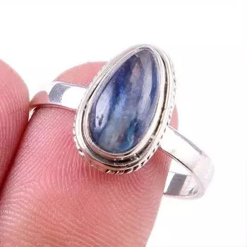 Natural Kyanite Gemstone Handmade 925 Solid Sterling Silver Gift Ring S.10 w2G89