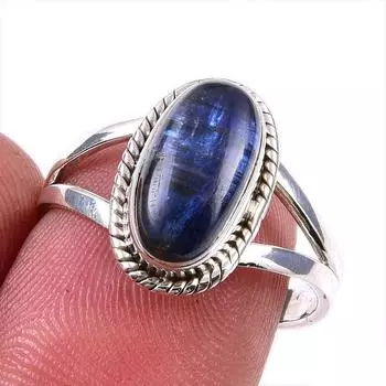 Natural Kyanite Gemstone Handmade 925 Solid Sterling Silver Gift Ring S.8 m4a44