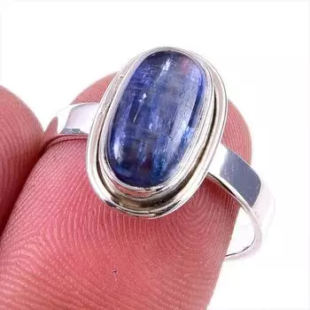Natural Kyanite Gemstone Handmade 925 Solid Sterling Silver Gift Ring S.8 o5v54