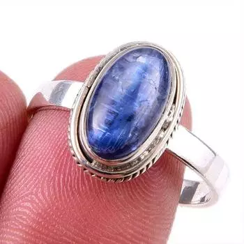 Natural Kyanite Gemstone Handmade 925 Solid Sterling Silver Gift Ring S.10 E4P06