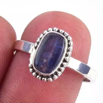 Natural Kyanite Gemstone Handmade 925 Solid Sterling Silver Ring Size 8 b3G86