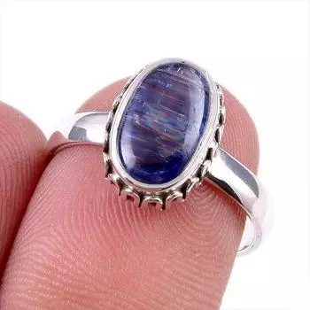 Natural Kyanite Gemstone Handmade 925 Solid Sterling Silver Gift Ring S.7 D4M23