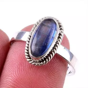 Natural Kyanite Gemstone Handmade 925 Solid Sterling Silver Gift Ring S.8 B1f23