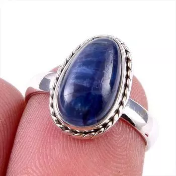 Natural Kyanite Gemstone Handmade 925 Solid Sterling Silver Gift Ring S.6 N9p37