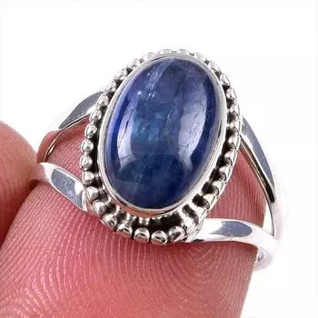 Natural Kyanite Gemstone Handmade 925 Solid Sterling Silver Gift Ring S.6 w0e06
