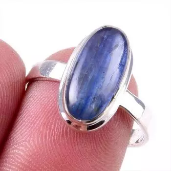 Natural Kyanite Gemstone Handmade 925 Solid Sterling Silver Gift Ring S.8 z5o72
